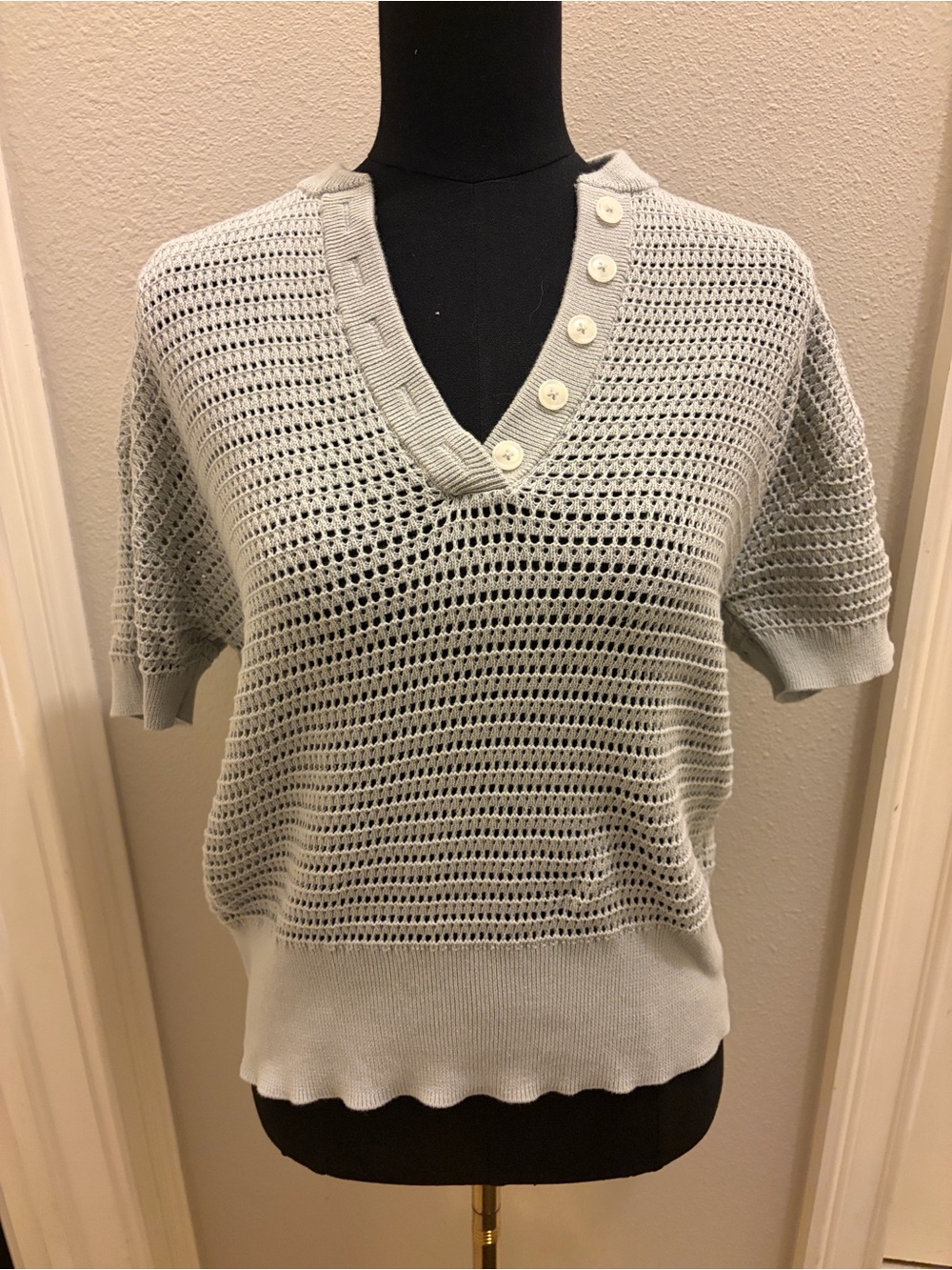 Varley Callie Knit Top size XS Wind Blue/Grey - Picture 2 of 4